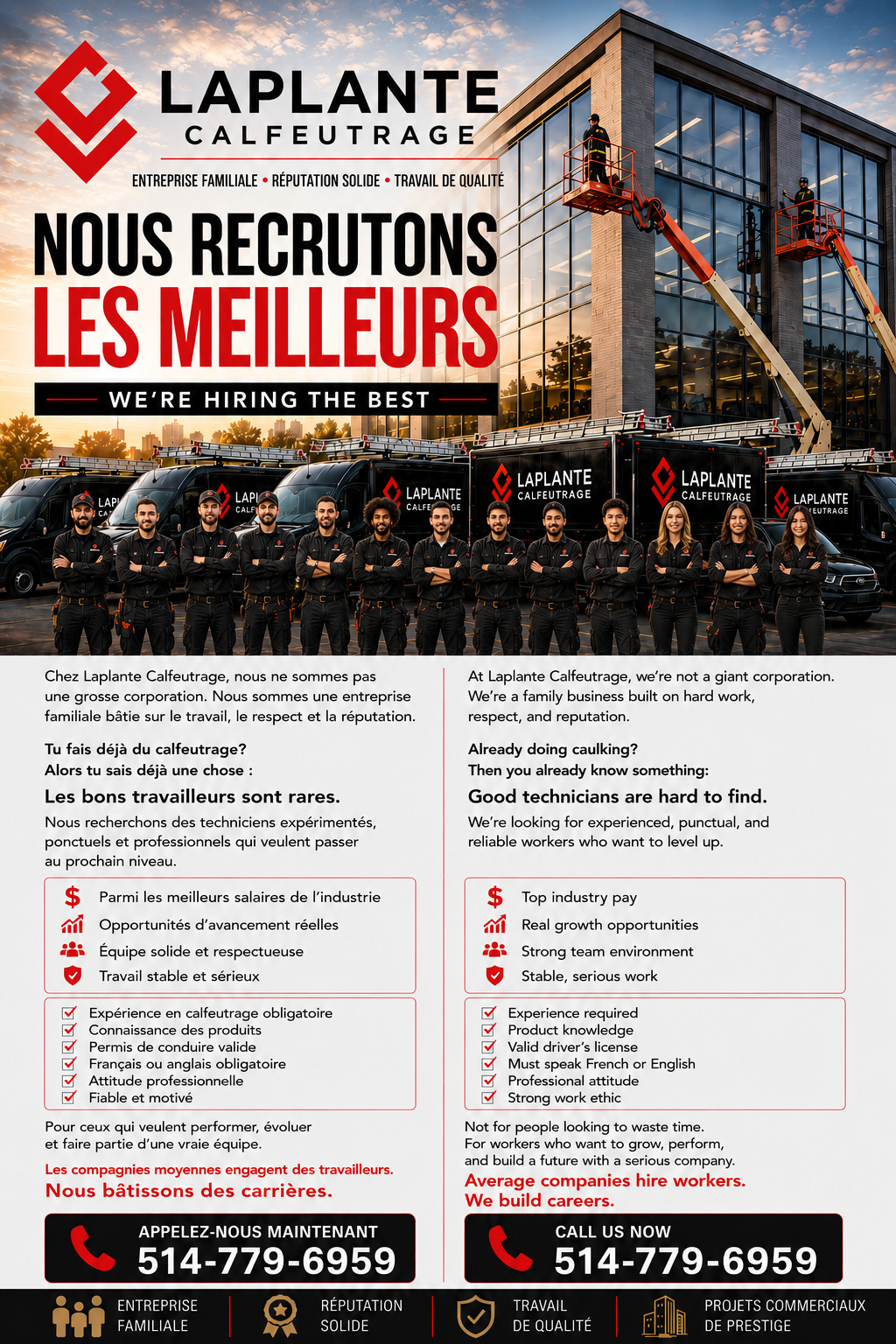 Nous recrutons chez Laplante Calfeutrage